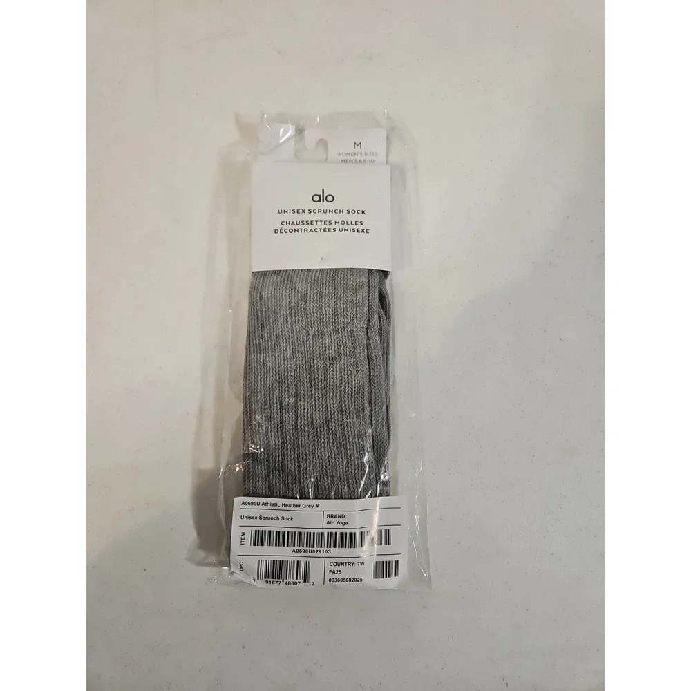 alo Unisex Scrunch Socks Gray Ribbed Size‎ M Women's 8-11.5 Men's 6.5-10 (1566